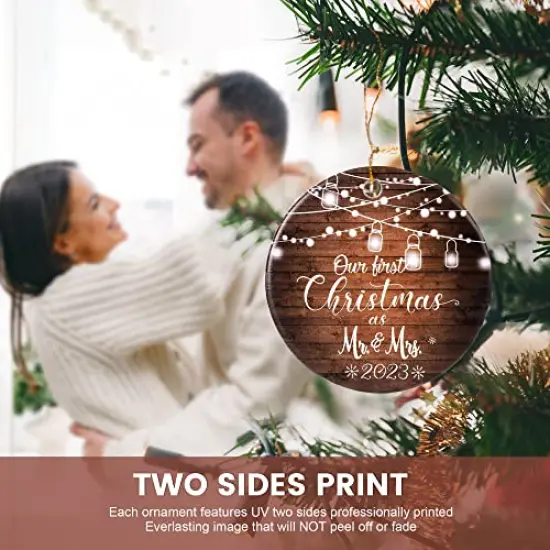 Our First Christmas as Mr. and Mrs Ornament 2023, 1st Christmas Married Ornaments, Wedding Gifts for Couple Bride and Groom, Christmas Tree Decoration, Bridal Shower Gift, Newlywed Gift {4}