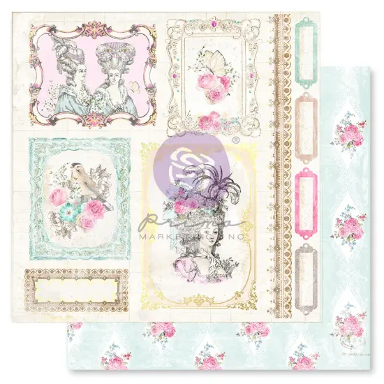 Avec Amour Collection 12x12 Sheet - We Gather Here - 1 sheet 12"x12" w/ foil details / paper Scrapbook Supplies Material For Craft Notebooksdecoupage Album Journals Planners Art Journaling Bullet (10 SHEETS) {1}