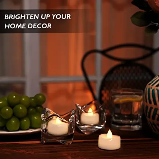 24-Pack LED Candles, Tea Lights Candles Battery Operated Bulk,Long-Lasting 150 Hours Flameless Tealight Candles, Realistic Tea Lights for Halloween Christmas Wedding Table Decor, 1.5'' D X 1.25'' H {4}