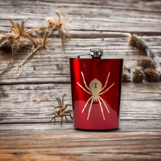 8oz RED Black Widow Flask {2}