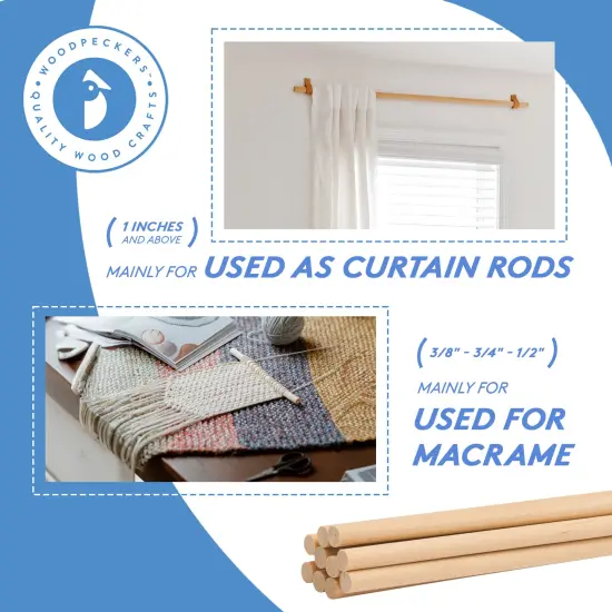 Wooden Dowel Rods 1/2 inch Thick, Multiple Lengths, Unfinished Sticks Crafts & DIY | Woodpeckers {6}