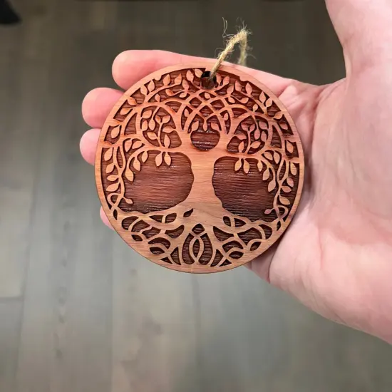 Celtic Tree of Life - Raw Cedar Ornament 3x3in {5}