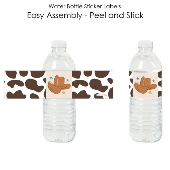Big Dot of Happiness My First Rodeo - Little Cowboy 1st Birthday Party Water Bottle Sticker Labels - Set of 20 {3}