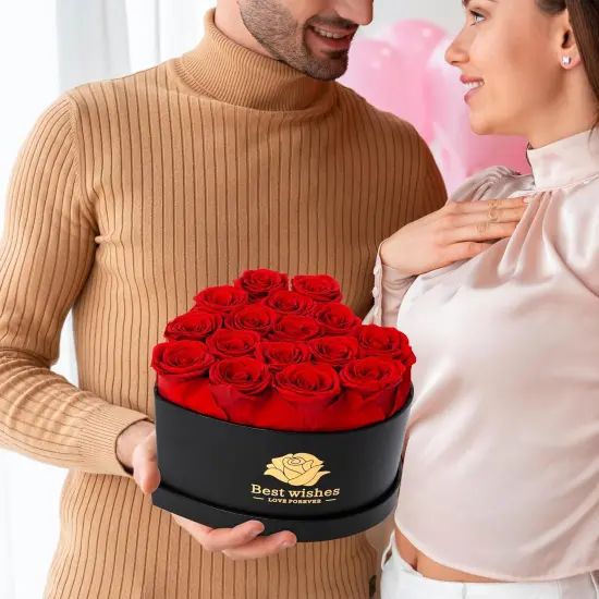 16Pcs Preserved Real Roses for Her in Heart Shape Box Red {6}