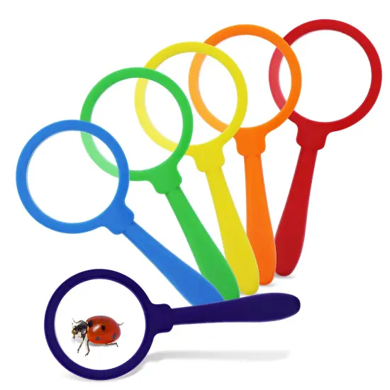 Kids Magnifying Glass Set &ndash; 6 Pack Large Plastic Magnifying Glasses {1}