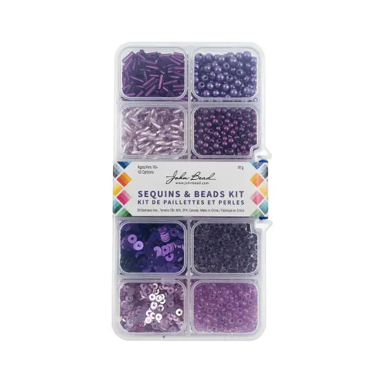John Bead 10 Types Mix Sequins & Beads Kit Purple {3}