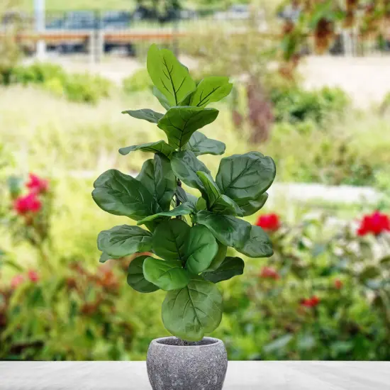 40" Fiddle Leaf Plant in Black Pot with Realistic Silk Leaves, Floral Home by Artificial Flowers {4}
