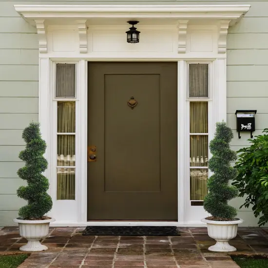 44" Artificial Spiral Boxwood Topiary Tree - Lifelike Design, Potted in Black Planter, Ideal for Home, Office & Outdoor Decor - All-Season Use, Floral Home by Artificial Flowers {4}