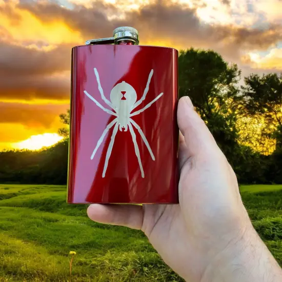 8oz RED Black Widow Flask {5}