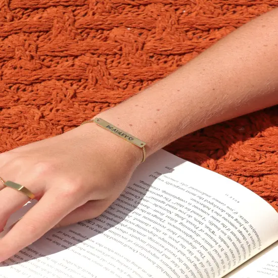 Flat Adjustable Stainless Steel PVD Coated Bar Bracelet {7}