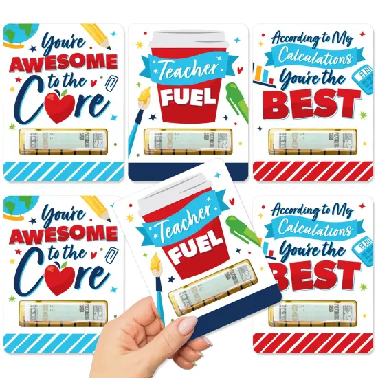 Big Dot of Happiness Thank You Teachers - DIY Assorted Teacher Appreciation Cash Holder Gift - Funny Money Cards - Set of 6 {1}