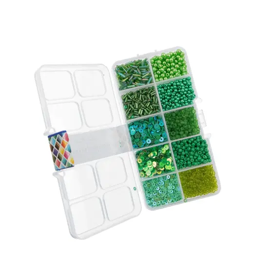 John Bead 10 Types Mix Sequins & Beads Kit Green {2}