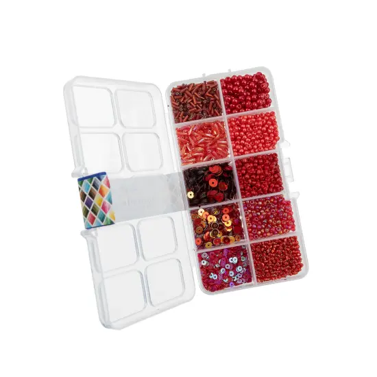 John Bead 10 Types Mix Sequins & Beads Kit Red {2}