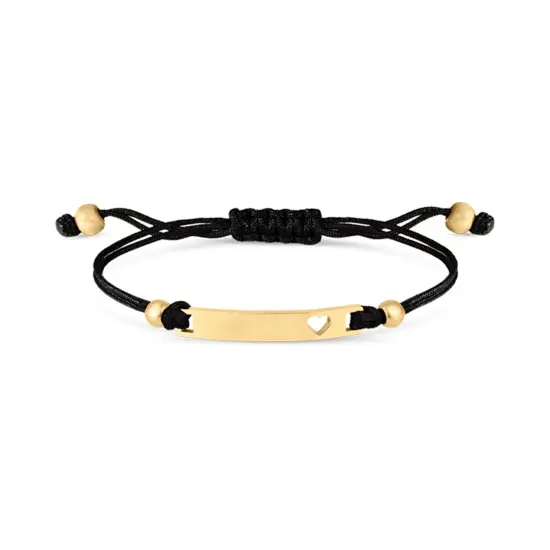 Engravable Cutout Heart Friendship Curved Bar Bracelet Black/Rose Gold {5}