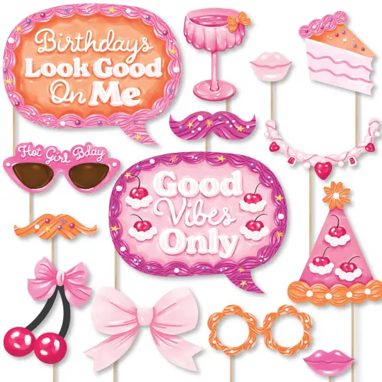 Big Dot of Happiness Hot Girl Bday - Vintage Cake Birthday Party Photo Booth Props Kit - 20 Count {1}