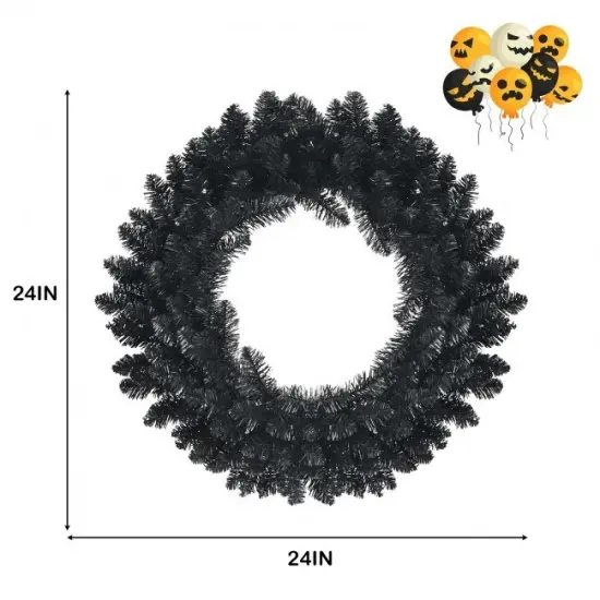 24 Inch Pre-lit Halloween Wreath with 35 Purple LED Lights {2}