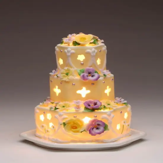 Ceramic Pansy Flower Cake Candle Holder, Home Décor, Gift for Her, Gift for Mom, Nature Lover Gift, Wedding Decor {3}