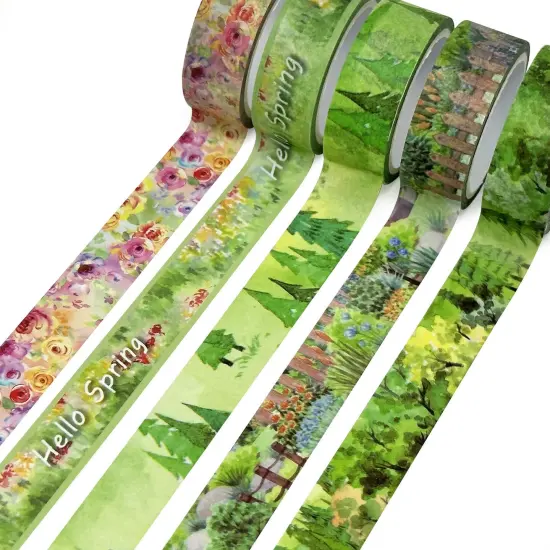 Wrapables Decorative Washi Tape for Scrapbooking, Stationery, Diary, Card Making (10 Rolls), Hello Spring {4}