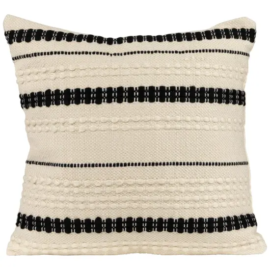 Northlight 20" White and Black Handloom Woven Outdoor Square Throw Pillow {1}