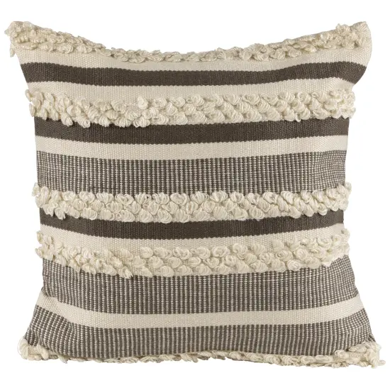 Northlight 20" Gray and Cream Handloom Woven Outdoor Throw Pillow {1}