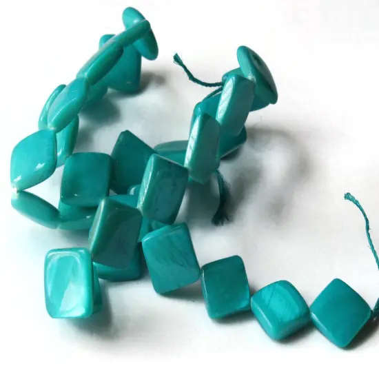 13mm Sky Blue Mother Of Pearl Diamond Beads - Dyed Seashell Beads {4}
