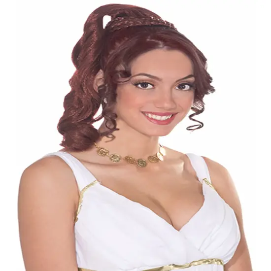 Auburn Red Grecian Goddess Maiden Costume Ponytail Hairpiece Hair Extension {1}