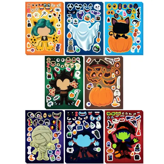 Wrapables Make Your Own Halloween Stickers, DIY Make a Face Sticker Sheets, Halloween Crafts and Activities, Party Favors (24 Sheets) {1}