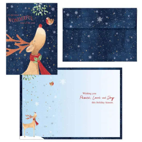 Reindeer and Robin II - 30 Boxed Christmas Cards {1}