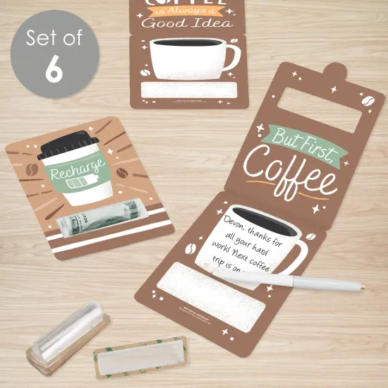 Big Dot of Happiness But First, Coffee - DIY Assorted Cafe Themed Party Cash Holder Gift - Funny Money Cards - Set of 6 {3}