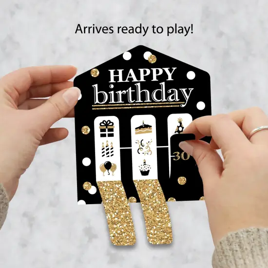 Big Dot of Happiness Adult 30th Birthday - Gold - Birthday Party Game Pickle Cards - Pull Tabs 3-in-a-Row - Set of 12 {3}