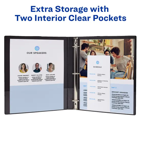 Avery Durable Clear View 3 Ring Binders, 1.5 Inch Slant Rings, 2-Pack of Black Binders (19300) {4}