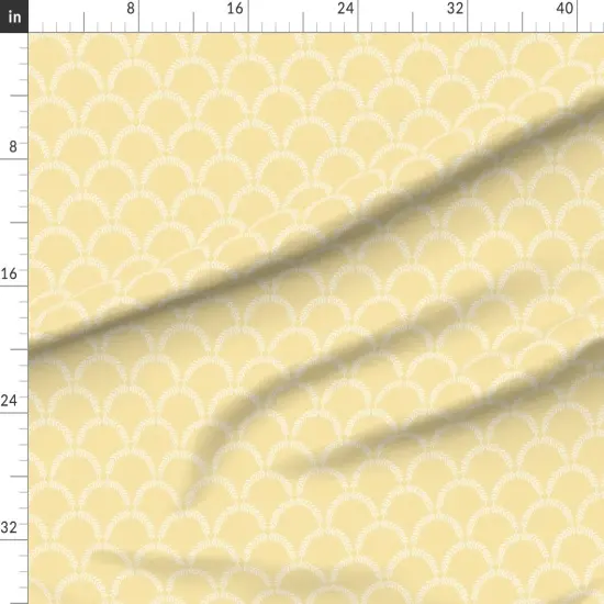 Various Fabrics by the Yard or Fat Quarter Pale Yellow Scallop Traditional Leafy Pastel Scales Grandmillenial Custom Printed Fabric by Spoonflower {1}