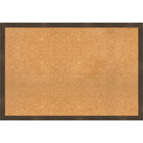 Woodgrain Stripe Wood Framed Corkboard, Natural Cork Chocolate {1}