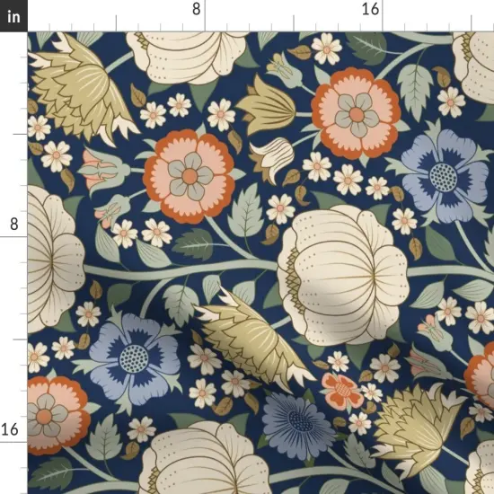 Various Fabrics by the Yard or Fat Quarter Victorian Botanical Flowers Railroaded Art Nouveau Custom Printed Fabric by Spoonflower {2}