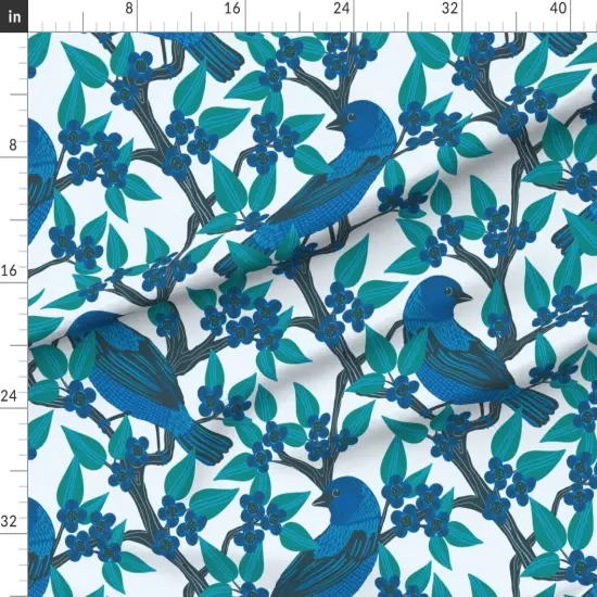 Various Fabrics by the Yard or Fat Quarter Birds Woods Tree Branches Nature Large Scale Songbird Custom Printed Fabric by Spoonflower {1}