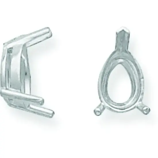 14K White Gold 3 Prong Pear Airline V-End Setting 6x4mm {1}