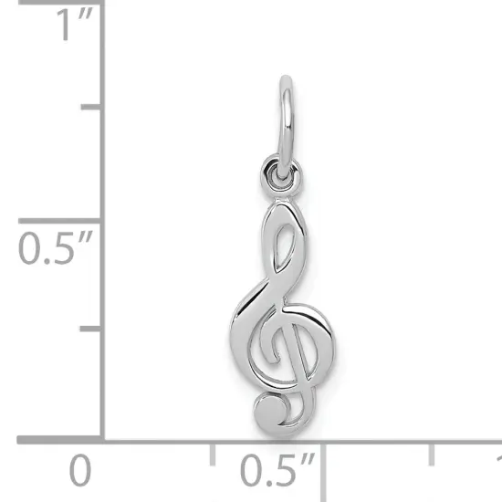 14K White Gold Treble Clef Charm Music Pendant Jewelry! 20mm x 5mm {4}