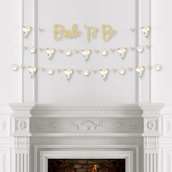 Big Dot of Happiness Wildflowers Bride - Boho Floral Letter Banner - 36 Banner Cutouts & No-Mess Real Gold Glitter Bride To Be Banner Letters {4}