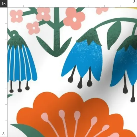 Various Fabrics by the Yard or Fat Quarter Scandinavian Floral Folk Flowers Pink Yellow Blue Garden Botanical Vintage Retro Midcentury Modern Custom Printed Fabric by Spoonflower {4}