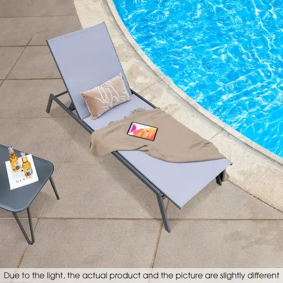 Costway Patio Lounge Chair Chaise Recliner 6-Position Adjustable Back Garden Poolside {4}