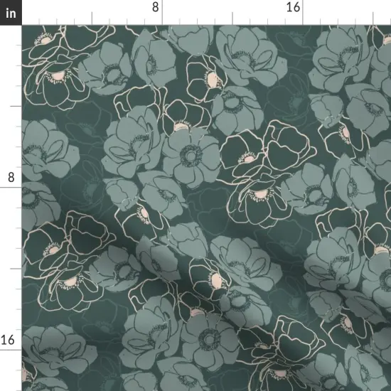 Various Fabrics by the Yard or Fat Quarter Emerald Modern Floral Botanical Blush Custom Printed Fabric by Spoonflower {2}