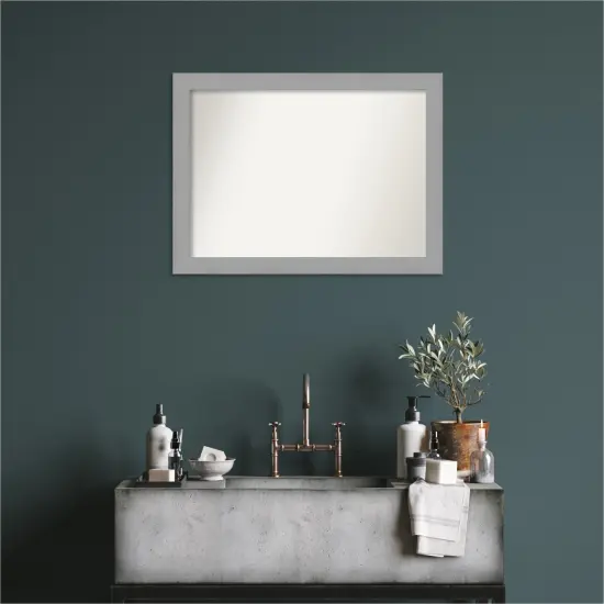 Brushed Nickel Non-Beveled Custom Framed Bathroom Vanity Wall Mirror {3}