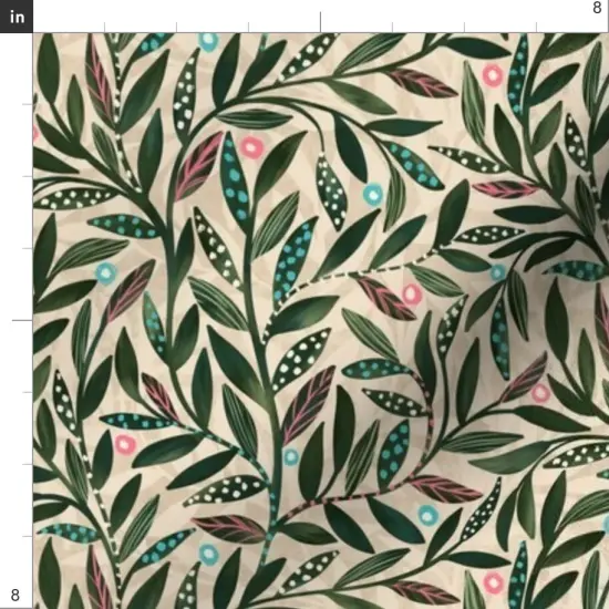 Various Fabrics by the Yard or Fat Quarter Modern Botanical Abstract Leaves Dots Green Vines Sage Olive Custom Printed Fabric by Spoonflower {4}