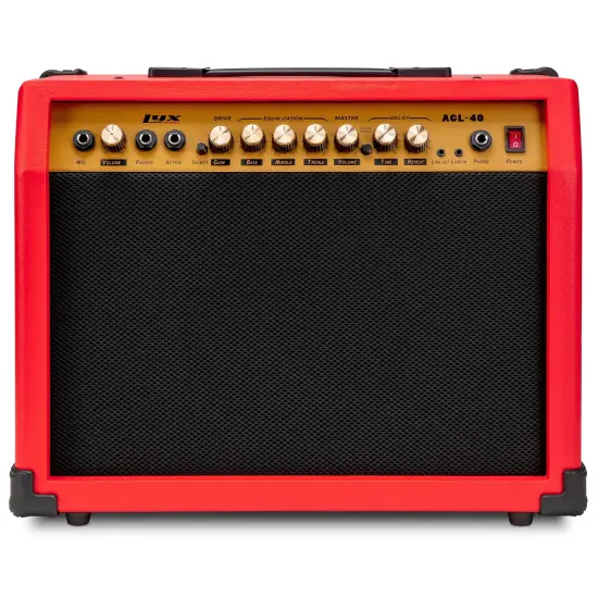 LyxPro Electric Guitar Amp, 40 Watt Portable Amplifier Red {1}