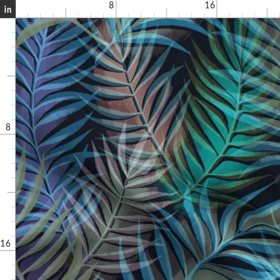 Various Fabrics by the Yard or Fat Quarter Jewel Tone Palm Tropical Foliage Rainforest Summer Purple Blue Green Large Scale Custom Printed Fabric by Spoonflower {2}