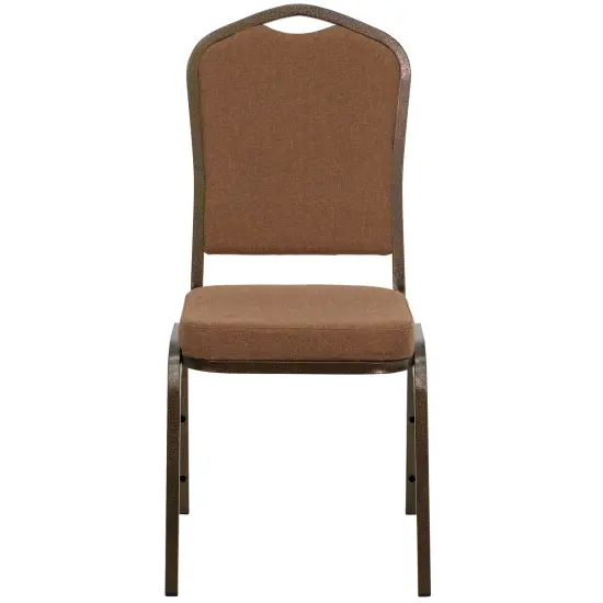 Emma and Oliver Crown Back Stacking Banquet Dining Chair CoffeeFab/GoldVein {3}