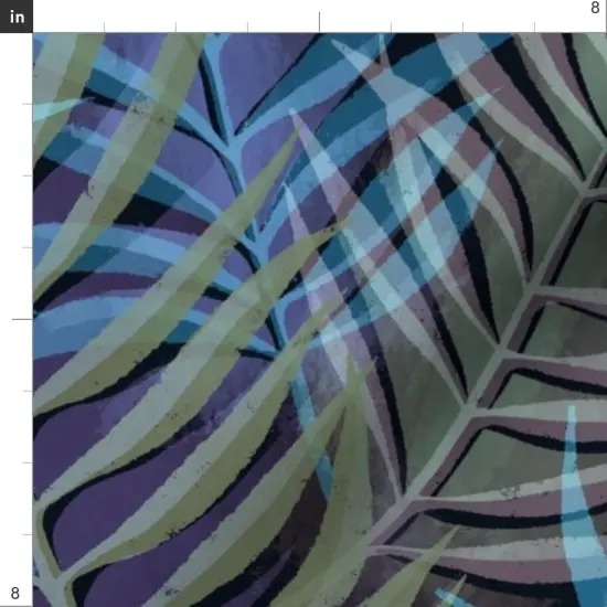 Various Fabrics by the Yard or Fat Quarter Jewel Tone Palm Tropical Foliage Rainforest Summer Purple Blue Green Large Scale Custom Printed Fabric by Spoonflower {4}