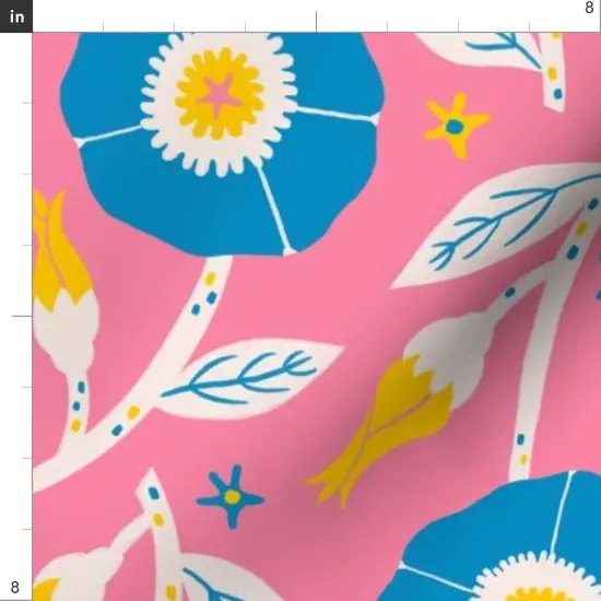 Various Fabrics by the Yard or Fat Quarter Pink Floral Bright Flowers Nature Vibrant Meadow Spring Summer Garden Kitsch Folk Scandi Large Scale Custom Printed Fabric by Spoonflower {4}