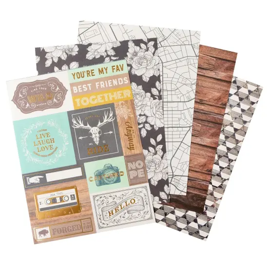 Amerian Crafts Double-Sided Paper Pad 6"X8" 36/Pkg-Gold Foil, Cedar House {6}