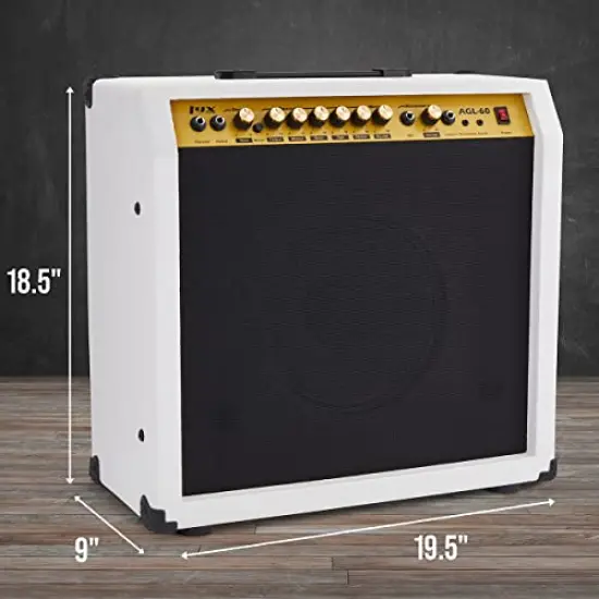 LyxPro Electric Guitar Amp, 60 Watt Portable Amplifier White {3}